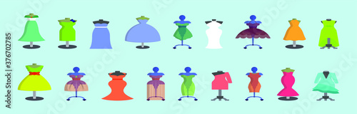 set of bridesmaids dress with various models isolated on blue