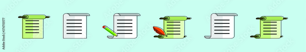 set of paper scroll cartoon icon design template with various models. vector illustration set of paper scroll cartoon icon design template with various models. vector illustration