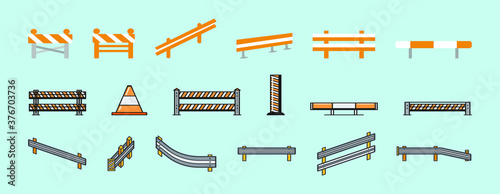 Guardrail and Road barrier vector illustrations isolated on blue background