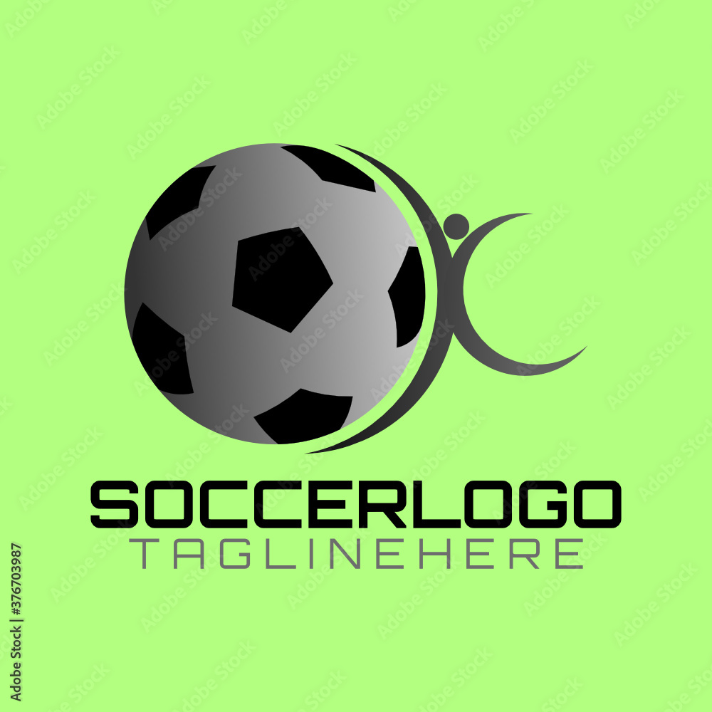 Obraz premium Vector logo for a Team or Football Championship with illustrations of soccer and soccer players.