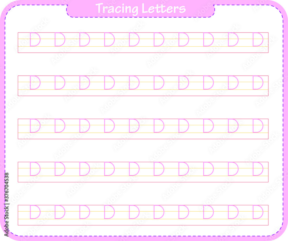 Preschool worksheet trace letters. Basic writing and learning practices