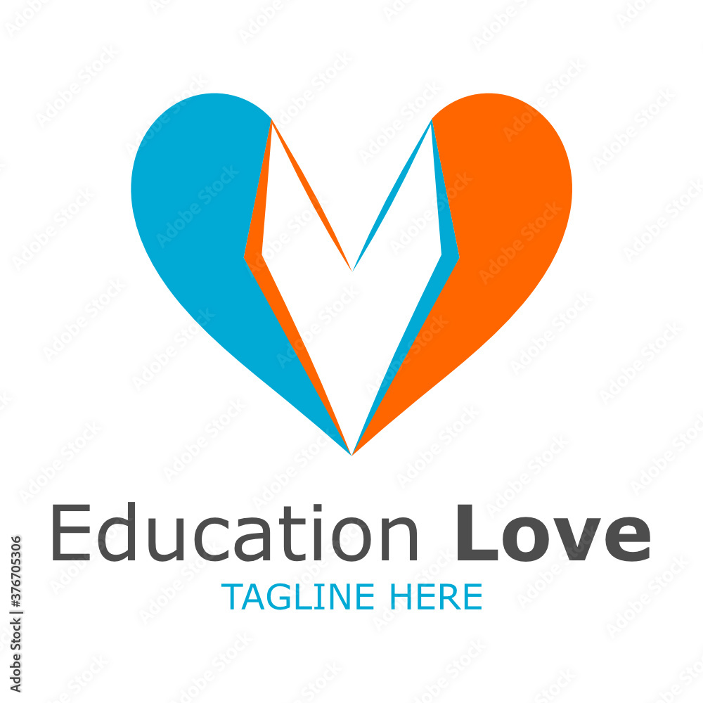 Vector logo for library, publishing and education with book and heart illustration in light background. Vector logo for library, publishing and education with book and heart illustration in light background.