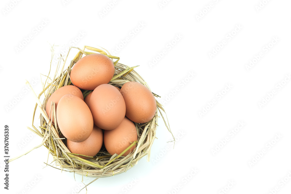 Eggs in the basket Isolated on White Background. Eggs in the basket Isolated on White Background.