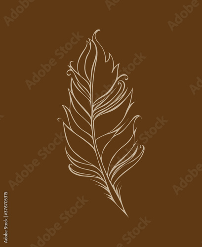 Wallpaper Mural Feather isolated. Vector illustration. Lined drawing. Brown and beige colors Torontodigital.ca