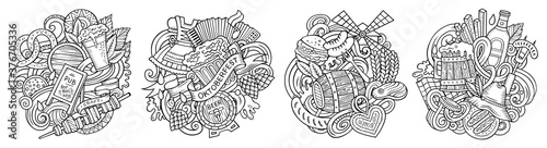 Beer fest cartoon vector doodle designs set