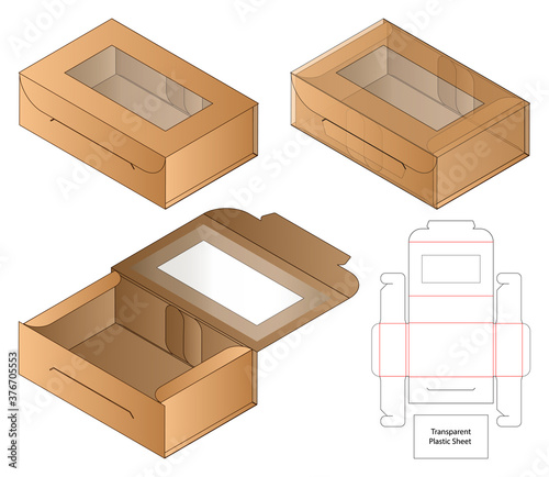 Box packaging die cut template design. 3d mock-up