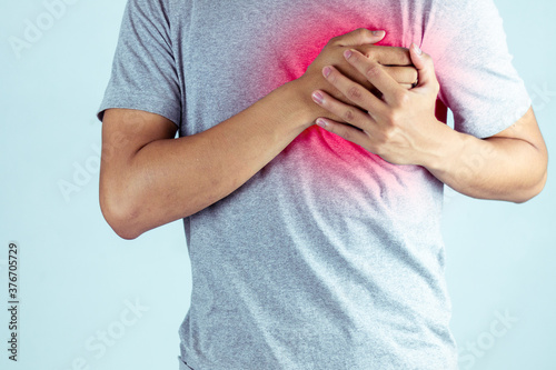Heart disease,Man having chest pain - heart attack.