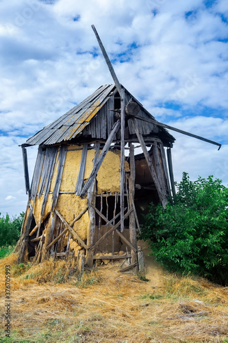 Old abandoned and broken windmill in Moldova