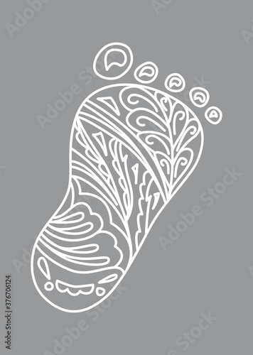 Wallpaper Mural Human Foot print. Vector Illustration. Design element isolated on gray background. Zentangle and doodle style Torontodigital.ca