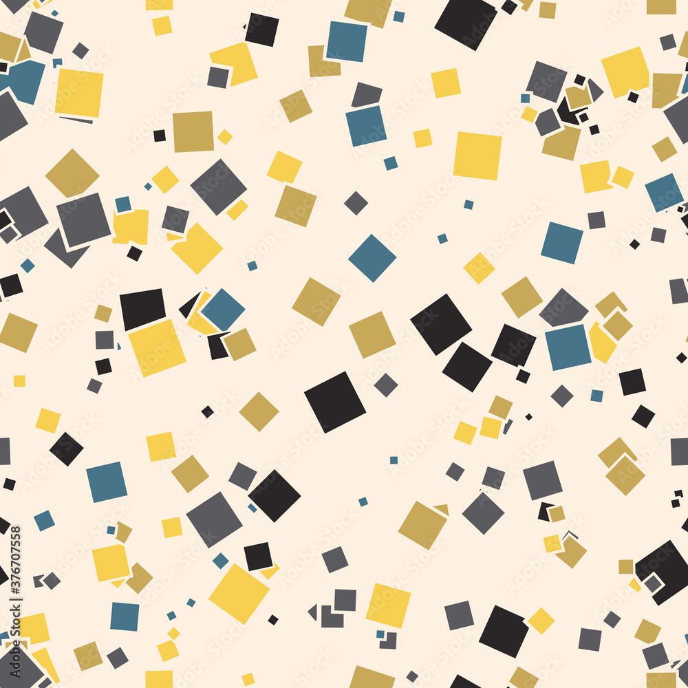 Abstract seamless pattern with colorful chaotic small squares. Infinity messy geometric pattern. Vector illustration. Abstract seamless pattern with colorful chaotic small squares. Infinity messy geometric pattern. Vector illustration.