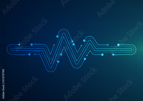 Heartbeat or cardiogram in form of line on blue background