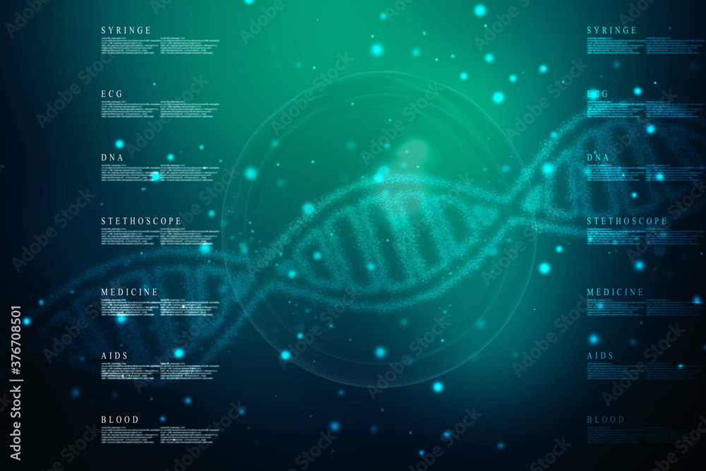 Fototapeta premium 2d render of dna structure, abstract background 