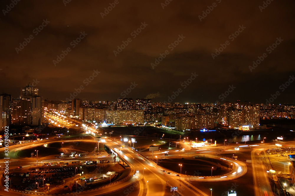 Top view of the night city