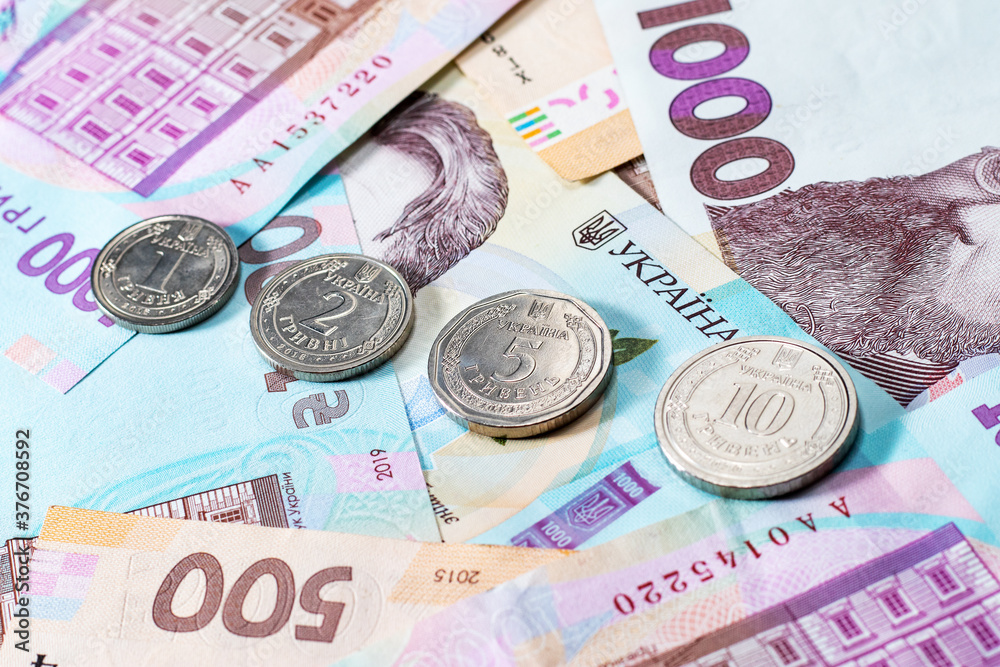 New banknotes and coins Ukrainian Hryvnia New banknotes and coins Ukrainian Hryvnia