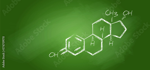 Estrogen estradiol structure C18H24O2 sex hormone formula cemical structure molecule Medical sign vector icons icon sign Structural formulas cell cells molecules atom atomic steroids steroid Female photo