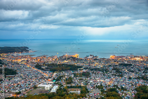 Otaru, Hokkaido, Japan town cityscape over Ishikari Bay © SeanPavonePhoto