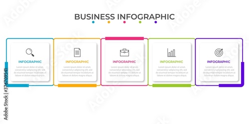 Business process infographic template. Thin line design with numbers 5 options or steps. Vector illustration graphic design