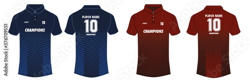 Sports polo t-shirt jersey design template, mock up uniform kit with front and back view