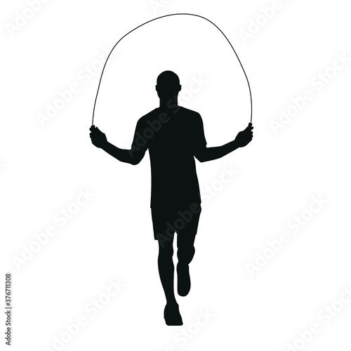 Man Playing Skipping Rope Silhouette