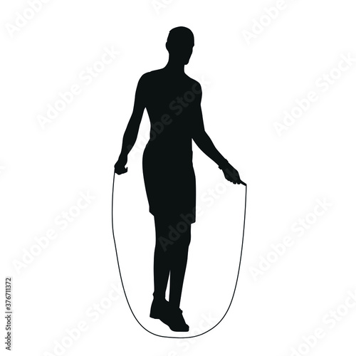 Man Playing Skipping Rope Silhouette