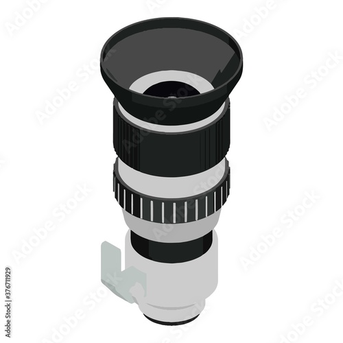 Camera lens icon. Isometric of camera lens vector icon for web design isolated on white background