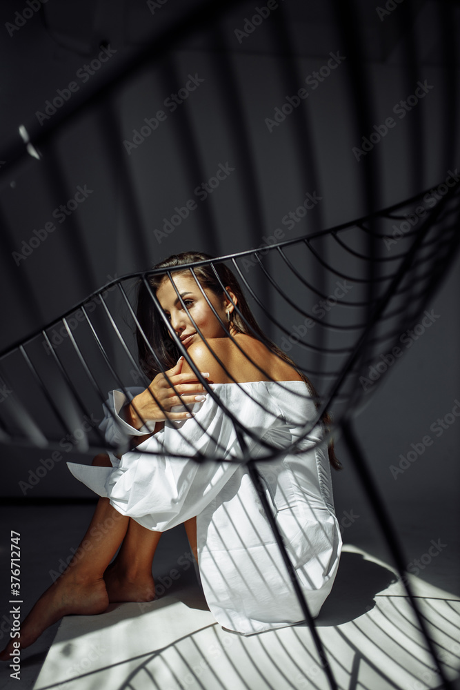 Fototapeta premium Attractive and sportive young woman looking hot wearing fitness bra and undie