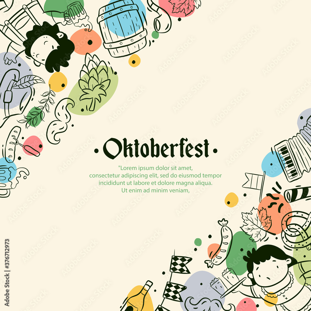 Obraz premium Hand drawn Oktoberfest background