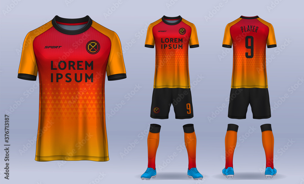 Orange Black Soccer Jersey Or Football Kit Mockup Template Design