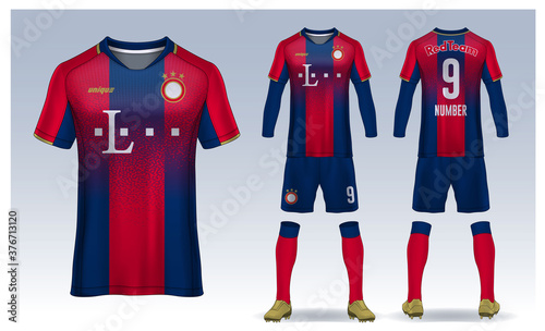 t-shirt sport design template, Soccer jersey mockup for football club. uniform front and back view.