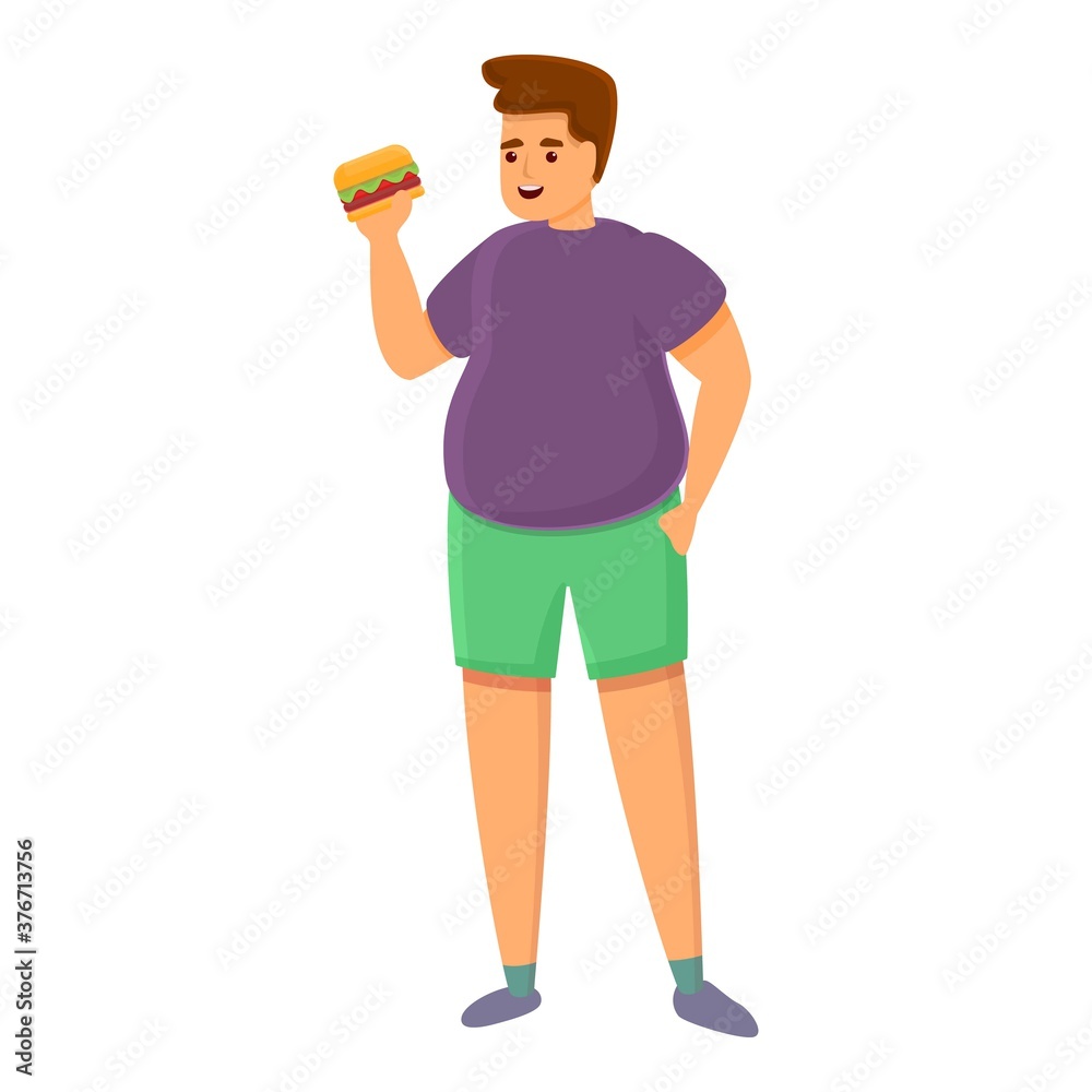 Gluttony burger icon. Cartoon of gluttony burger vector icon for web design isolated on white background Gluttony burger icon. Cartoon of gluttony burger vector icon for web design isolated on white background
