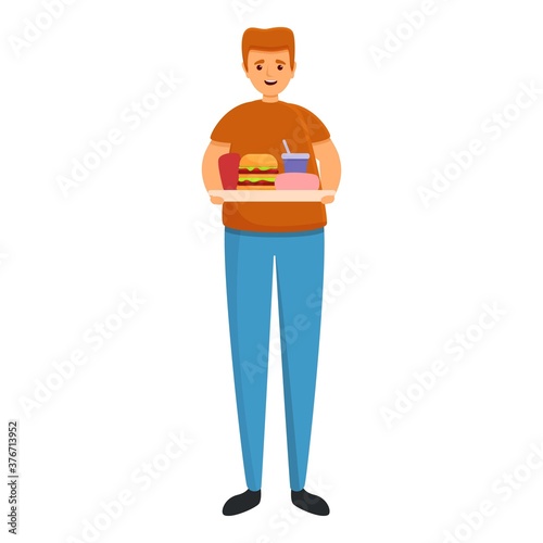 Gluttony fast food icon. Cartoon of gluttony fast food vector icon for web design isolated on white background