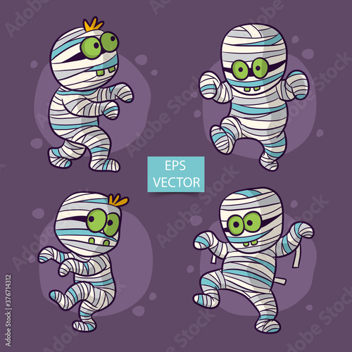 Halloween Mummy Cartoon Vector Illustration