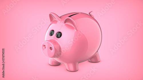 3D rendering illustration of a Pink Piggy Bank on a pink background.