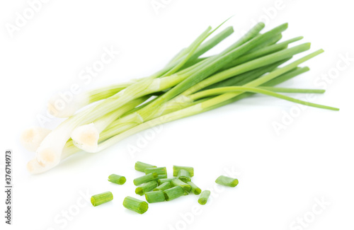 spring onions an isolated on white background