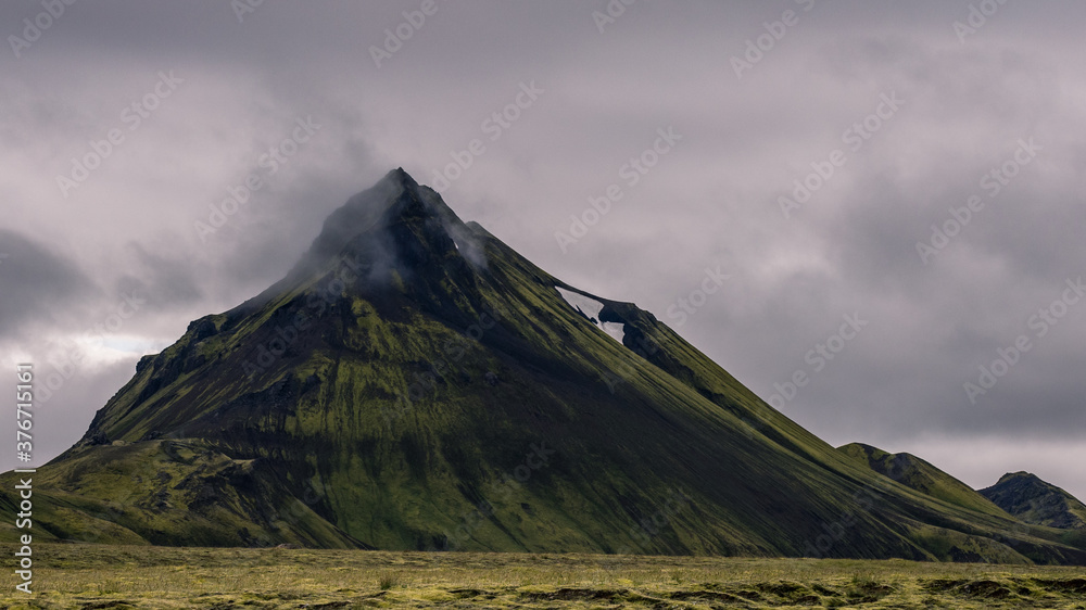 Iceland mountain landscape with clouds