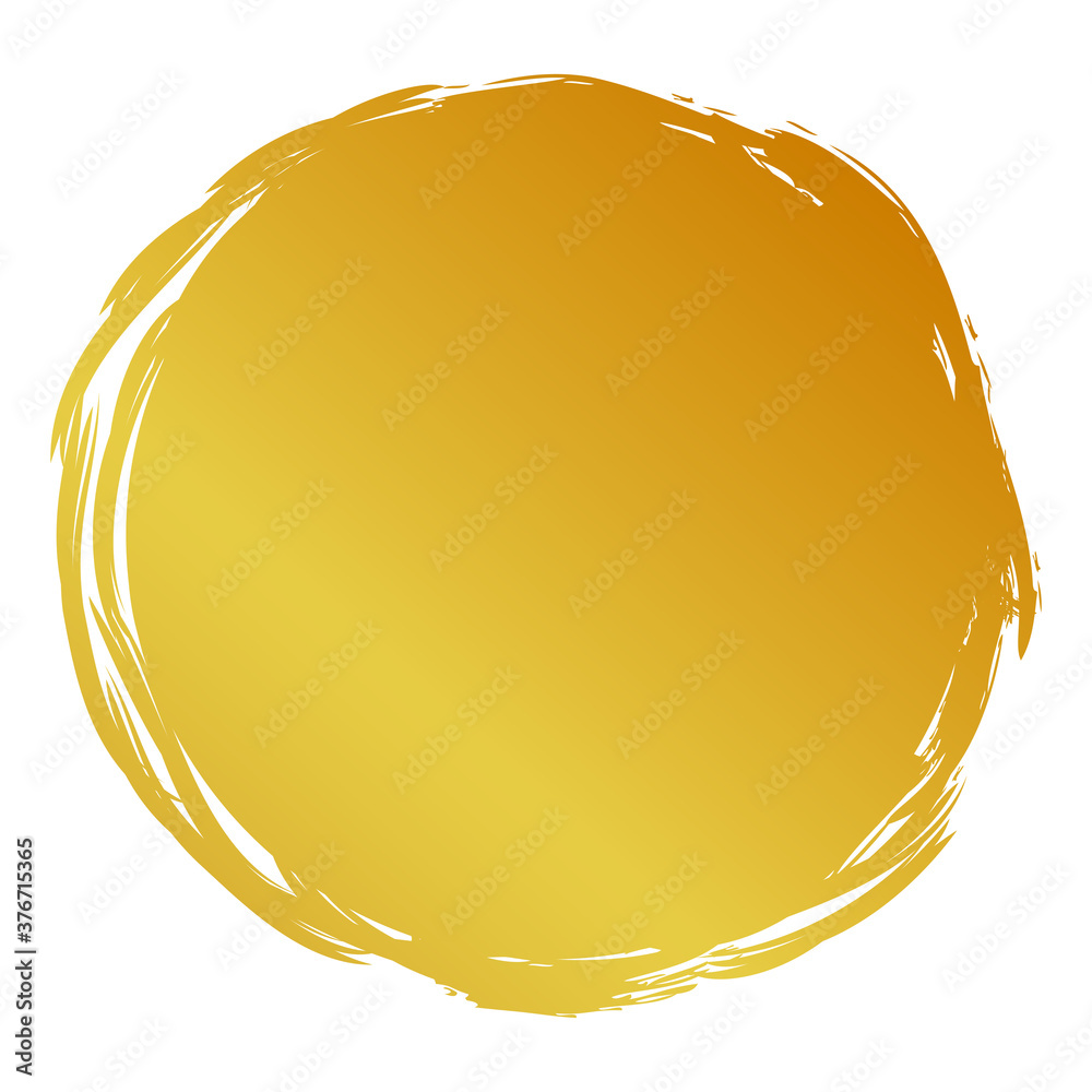 Vector Hand Draw streak Sketch Golden Circle Frame for your element design, isolated on white