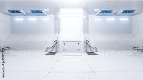Scientific laboratory or empty white room. Future background and science concept. 3D Render.