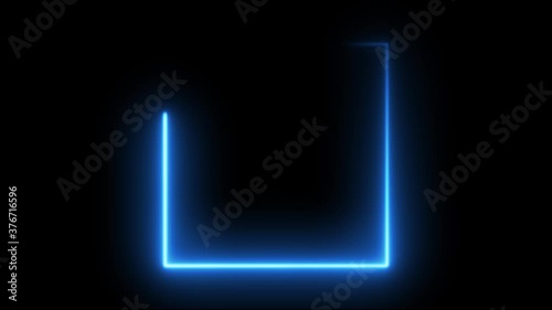 Blue electric light square border neon banner frame animation photo