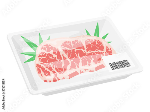 パックに入った高級霜降り肉のイラスト