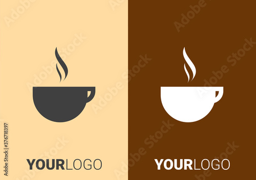 Coffee cup logo design vector template. Negative space style. Cafe emblem icon.