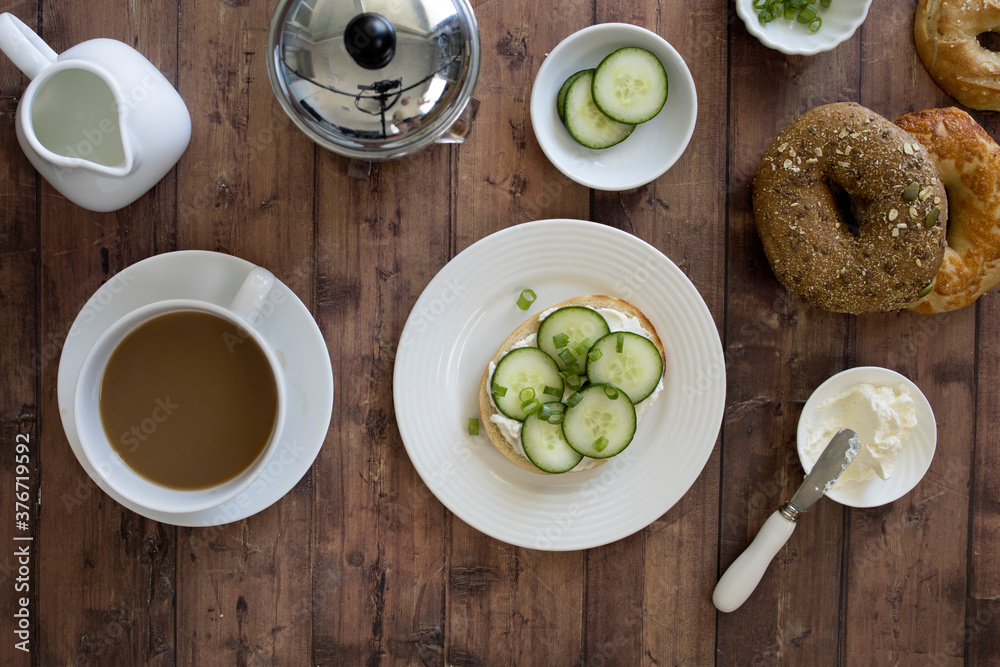 Bagel and Cream Cheese with Cucumbers Bagel and Cream Cheese with Cucumbers