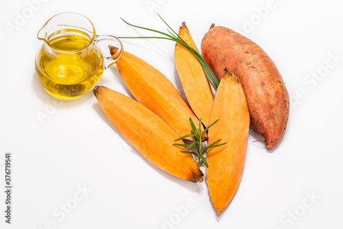 Fresh sweet potato with herbs