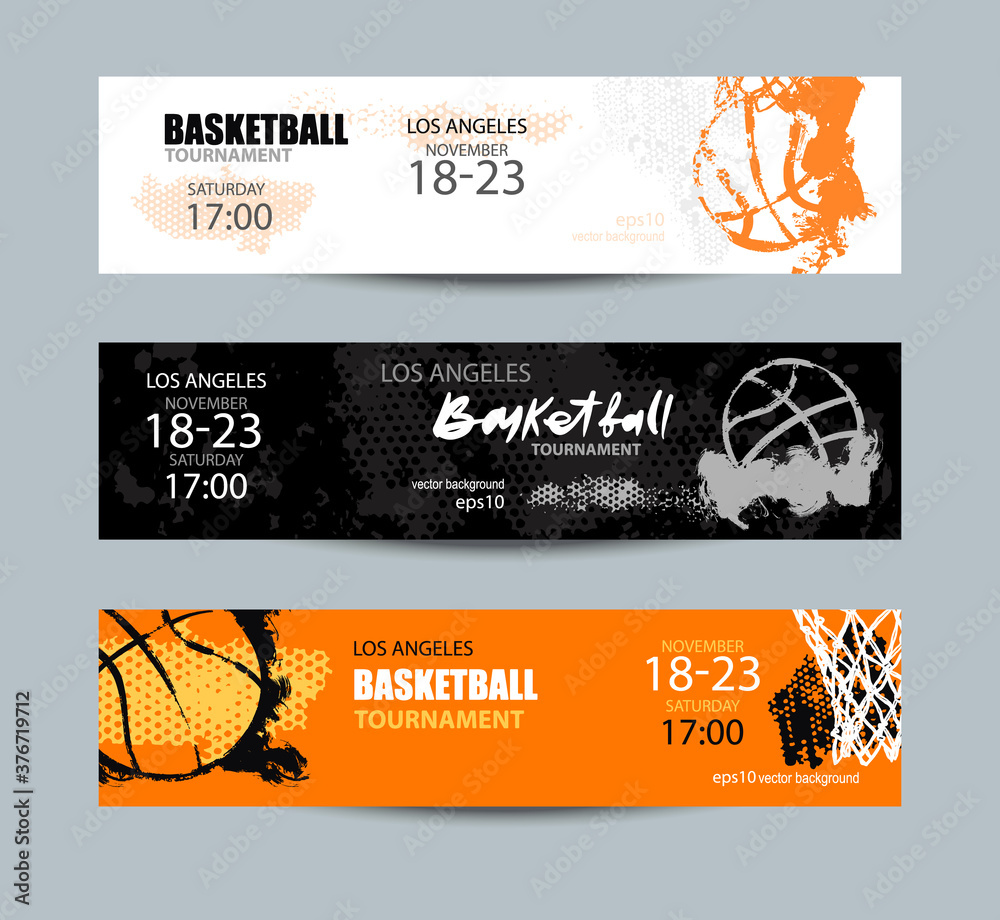 Set of basketball designs. Hand drawing, grunge style. A collection of ...