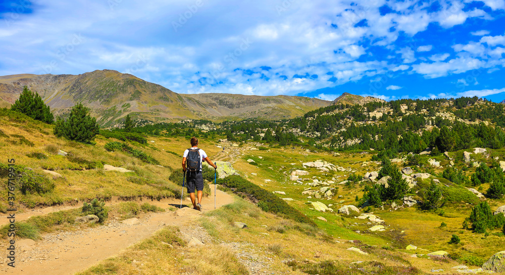 hiker man in beautiful France landscape