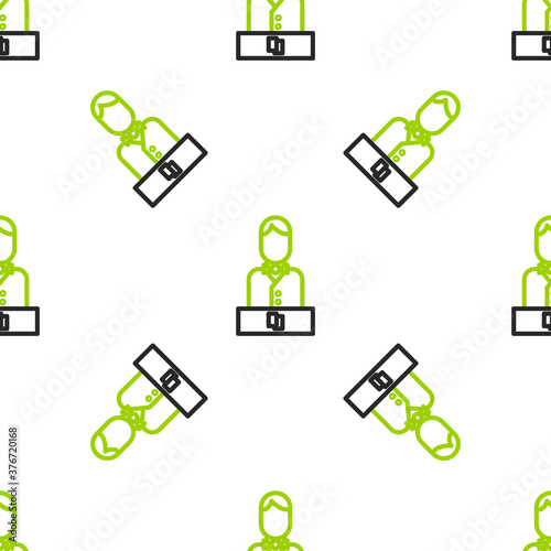 Line Casino dealer icon isolated seamless pattern on white background. Casino croupier. Vector Illustration.
