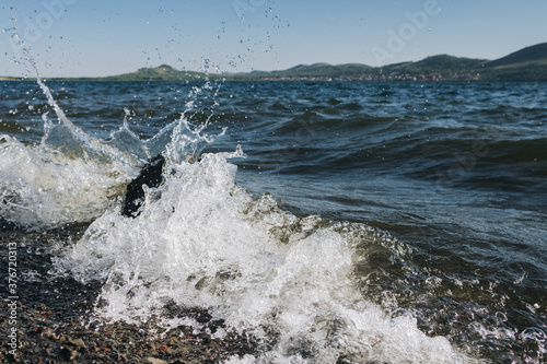 powerful ocean waves breaking natural background