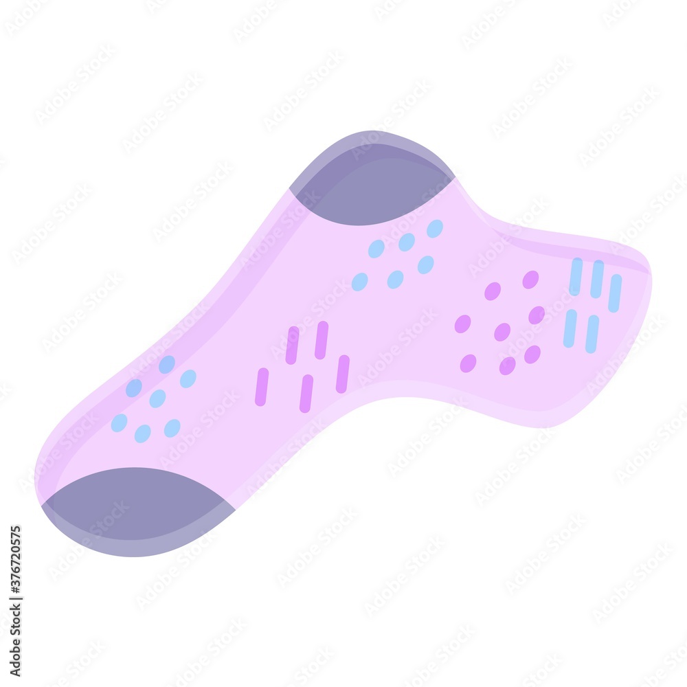 Pink girl sock icon. Cartoon of pink girl sock vector icon for web design isolated on white background Pink girl sock icon. Cartoon of pink girl sock vector icon for web design isolated on white background