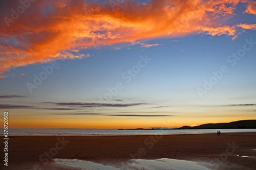 Sunset over Newgale Beach  Wales 