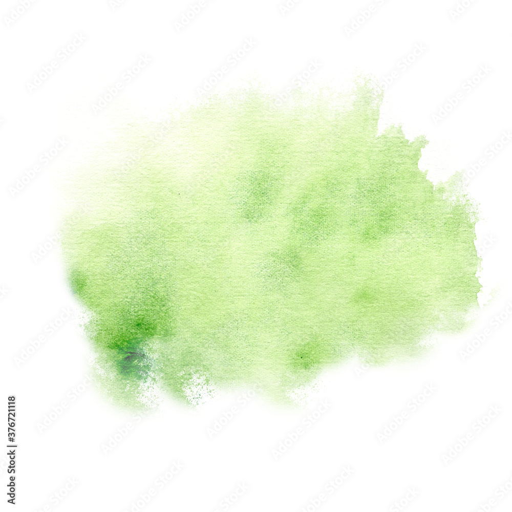 Abstract green watercolor stains.Hand Drawn watercolor illustration.