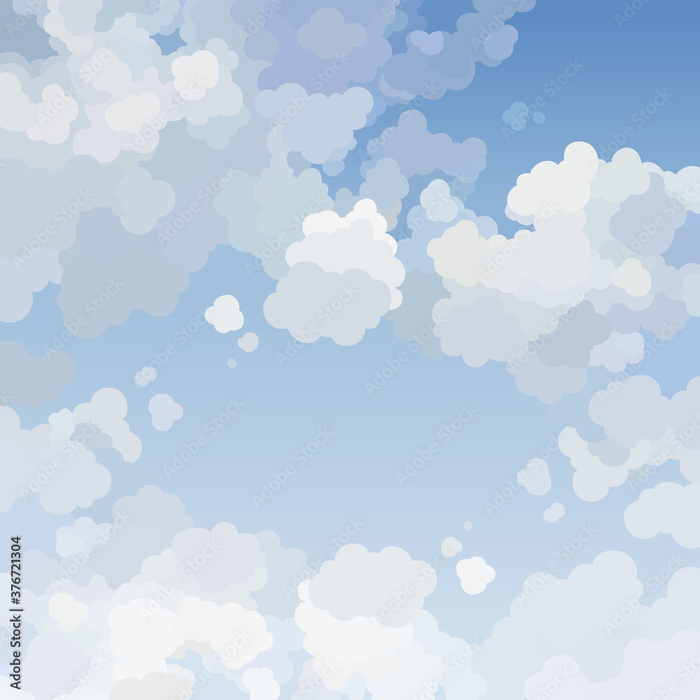 daytime blue sky background with cartoon clouds